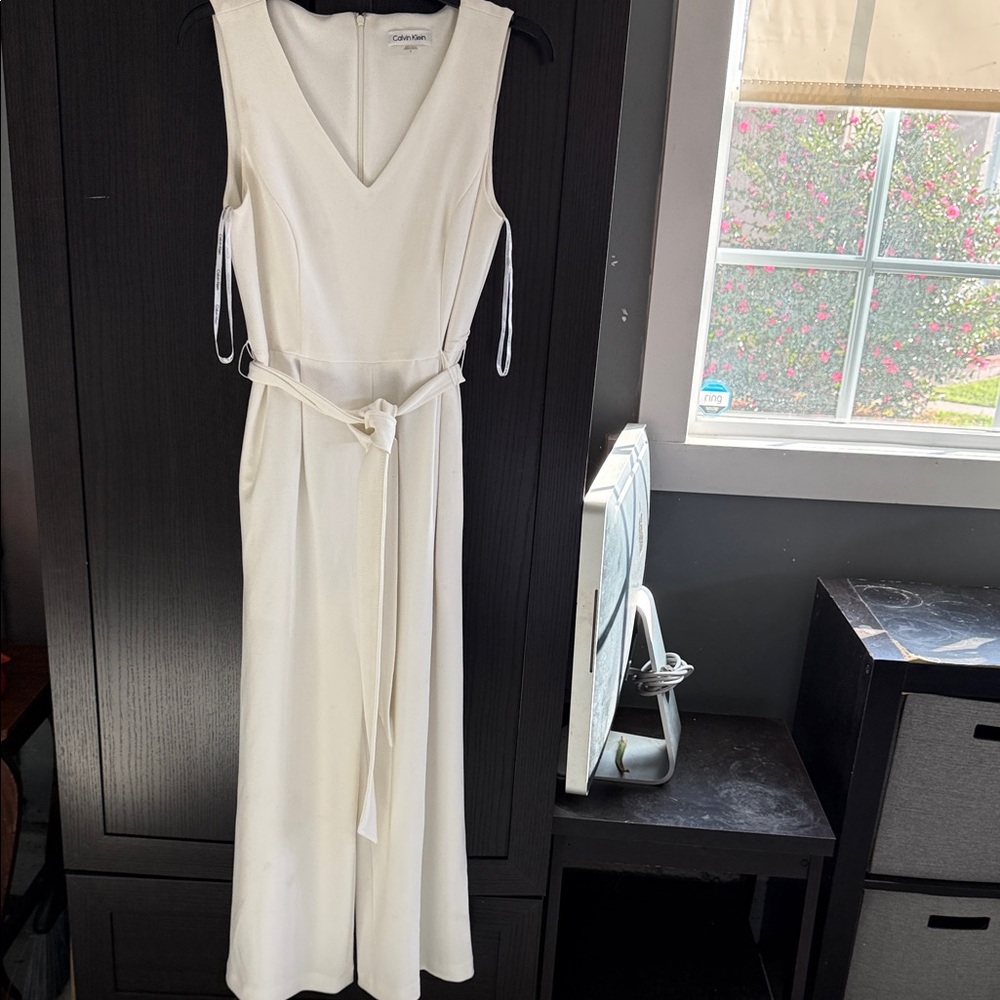 Calvin Klein Cream Maxi Dress with Belt